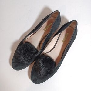 Louise Et Cie Shoes Louise Lo Andres Genuine Rabbit Fur Suede Black Loafer 11